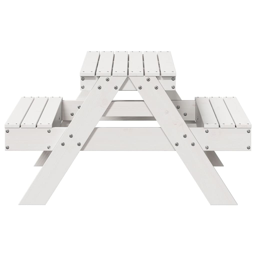VidaXL Picknicktafel voor kinderen 88x97x52 cm massief grenenhout wit