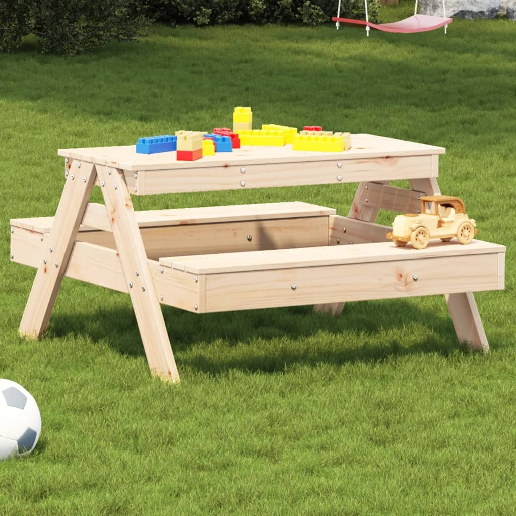 VidaXL Picknicktafel voor kinderen 88x97x52 cm massief grenenhout
