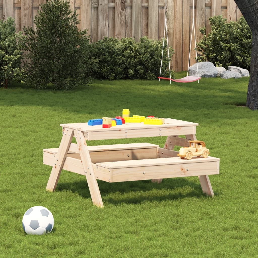VidaXL Picknicktafel voor kinderen 88x97x52 cm massief grenenhout