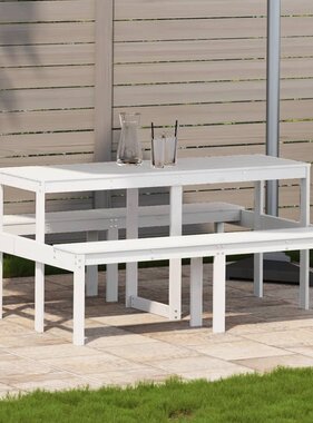 vidaXL Picknicktafel 160x134x75 cm massief grenenhout wit