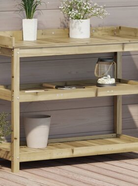 vidaXL Oppottafel met schappen 108x45x86,5 cm geïmpregneerd hout