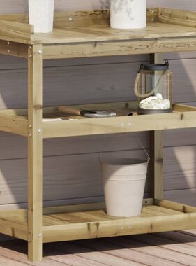 vidaXL Oppottafel met schappen 82,5x45x86,5 cm geïmpregneerd hout