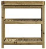 vidaXL Oppottafel met schappen 82,5x45x86,5 cm geïmpregneerd hout