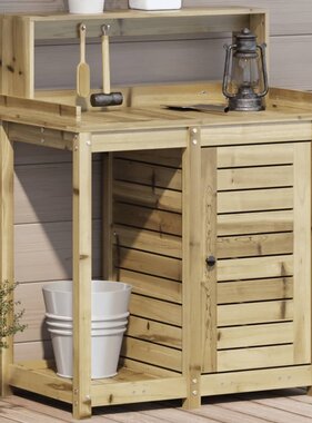 vidaXL Oppottafel met schappen 82,5x50x109,5 cm geïmpregneerd hout