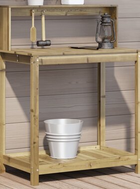 vidaXL Oppottafel met schappen 82,5x50x109,5 cm geïmpregneerd hout