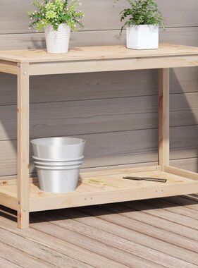 VidaXL Oppottafel met schap 108x50x75 cm massief grenenhout