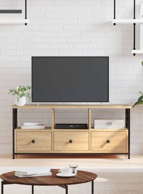 VidaXL Tv-meubel 102x33x45 cm bewerkt hout en ijzer sonoma eikenkleur