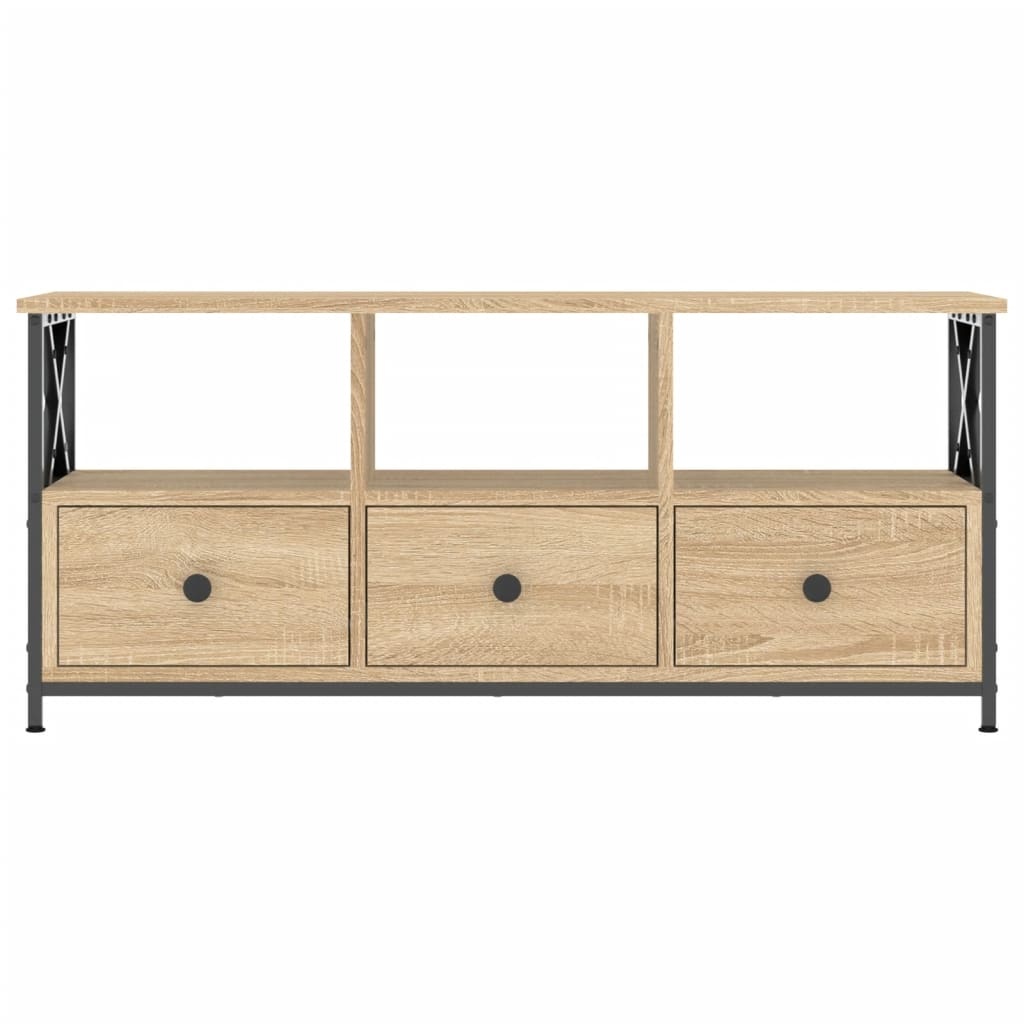 VidaXL Tv-meubel 102x33x45 cm bewerkt hout en ijzer sonoma eikenkleur