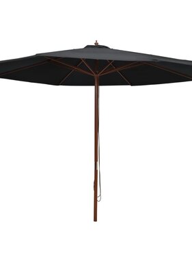 vidaXL Parasol met houten paal 350 cm zwart