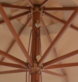 vidaXL Parasol met houten paal 350 cm taupe