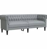 vidaXL Driezitsbank Chesterfield-stijl stof lichtgrijs