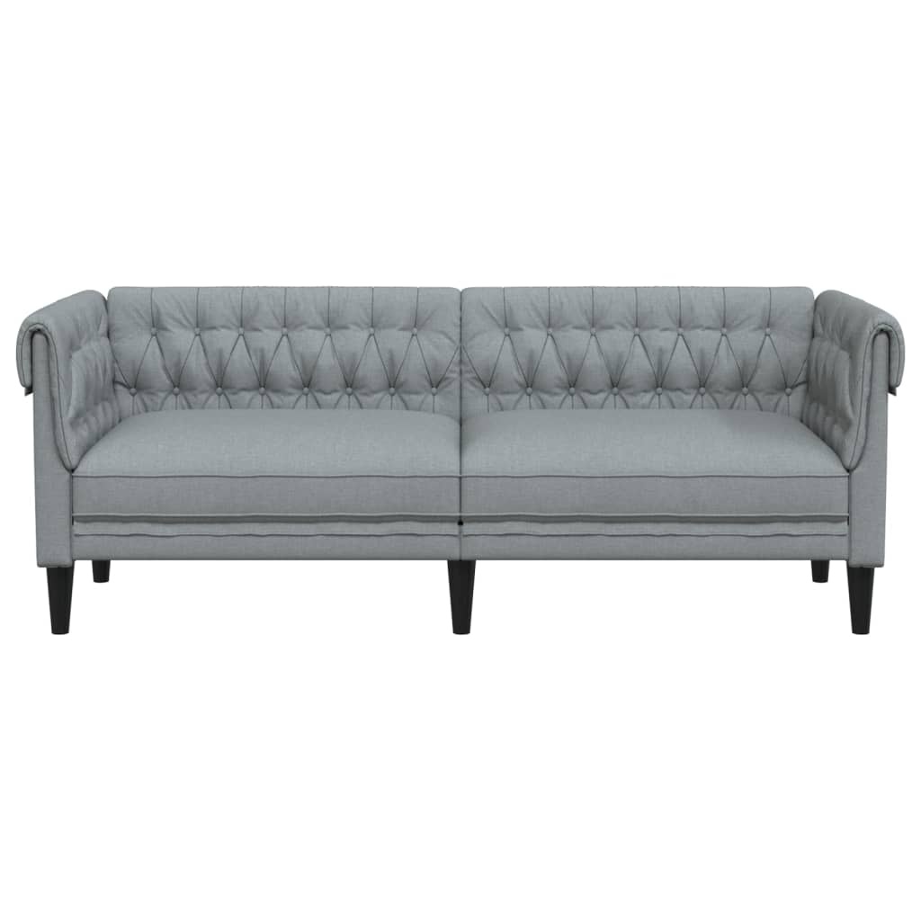 vidaXL Driezitsbank Chesterfield-stijl stof lichtgrijs