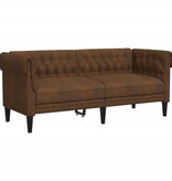 vidaXL Tweezitsbank Chesterfield-stijl stof bruin