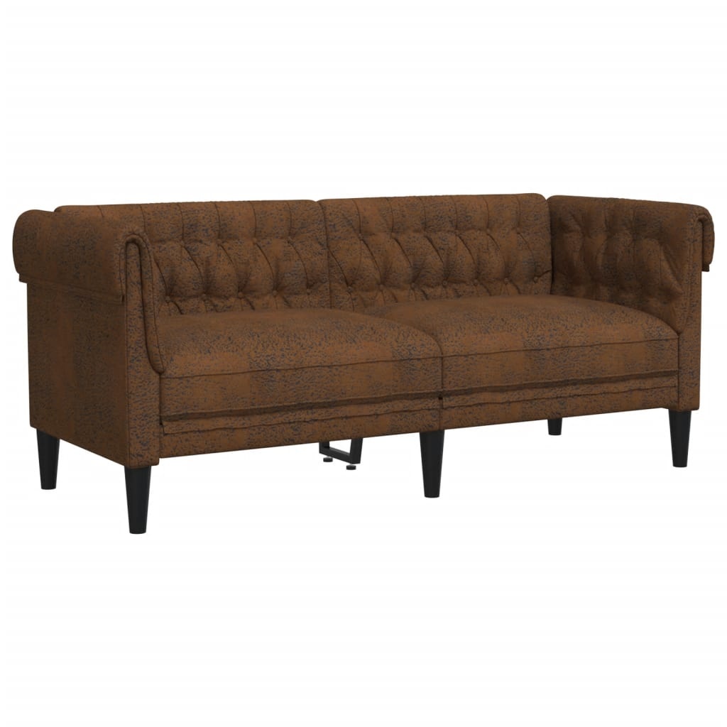 vidaXL Tweezitsbank Chesterfield-stijl stof bruin