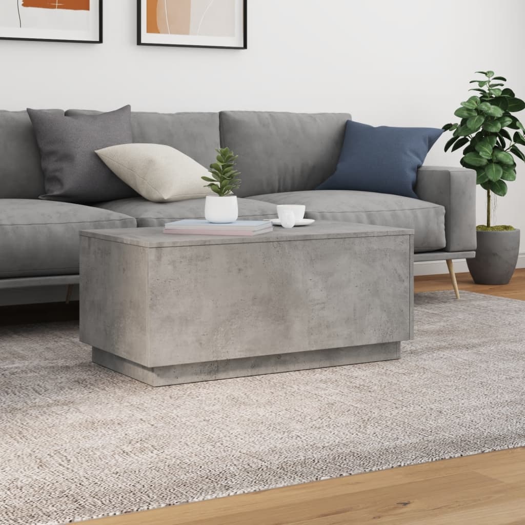 VidaXL Salontafel met LED-verlichting 90x50x40 cm betongrijs