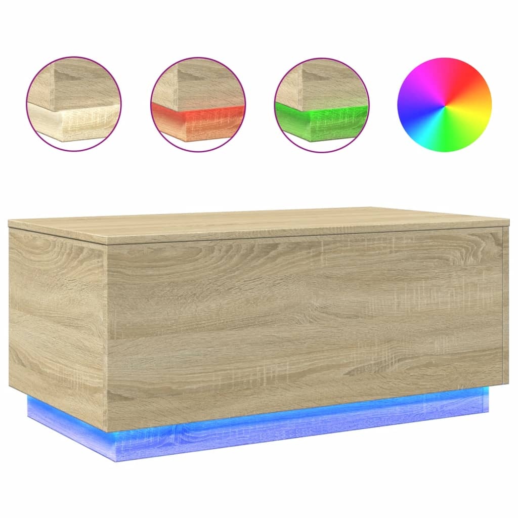 VidaXL Salontafel met LED-verlichting 90x50x40 cm sonoma eikenkleurig