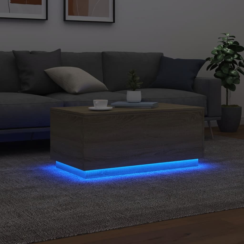 VidaXL Salontafel met LED-verlichting 90x50x40 cm sonoma eikenkleurig
