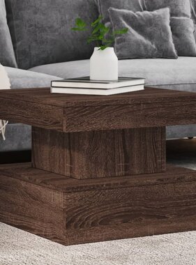 VidaXL Salontafel met LED-verlichting 50x50x40 cm bruin eikenkleur