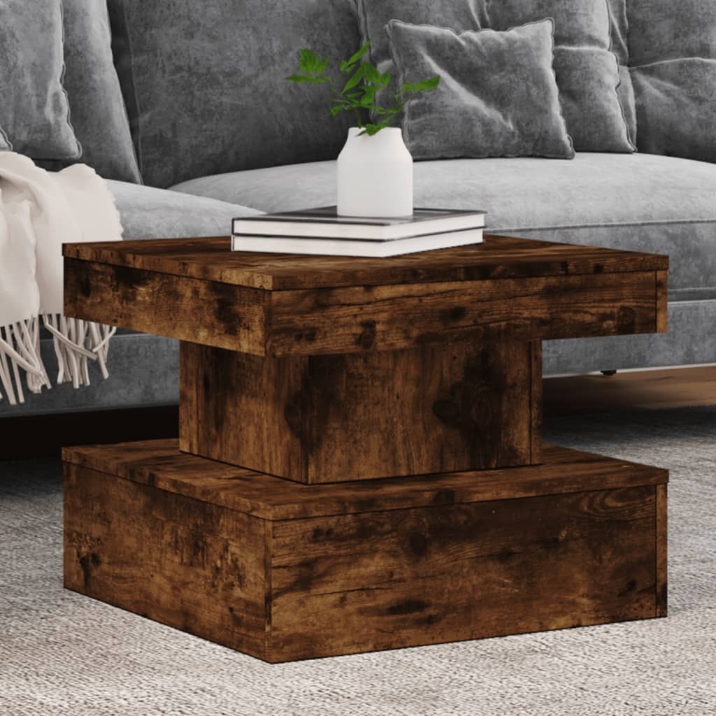 VidaXL Salontafel met metalen poten 50x50x40 cm gerookt eikenkleurig