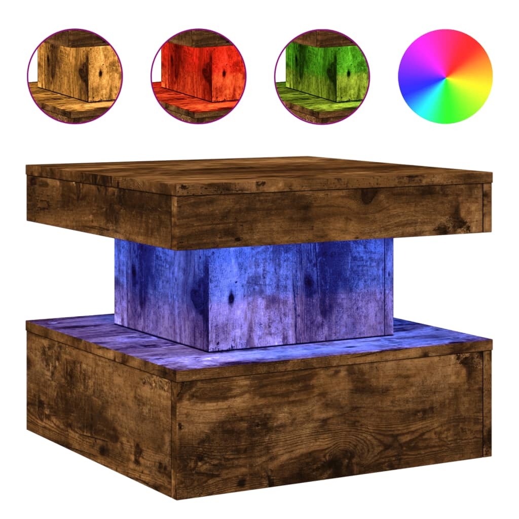 VidaXL Salontafel met metalen poten 50x50x40 cm gerookt eikenkleurig