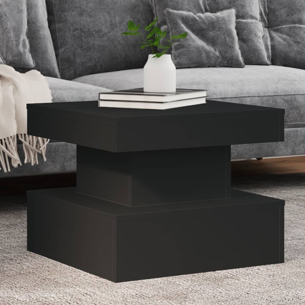 VidaXL Salontafel met LED-verlichting 50x50x40 cm zwart