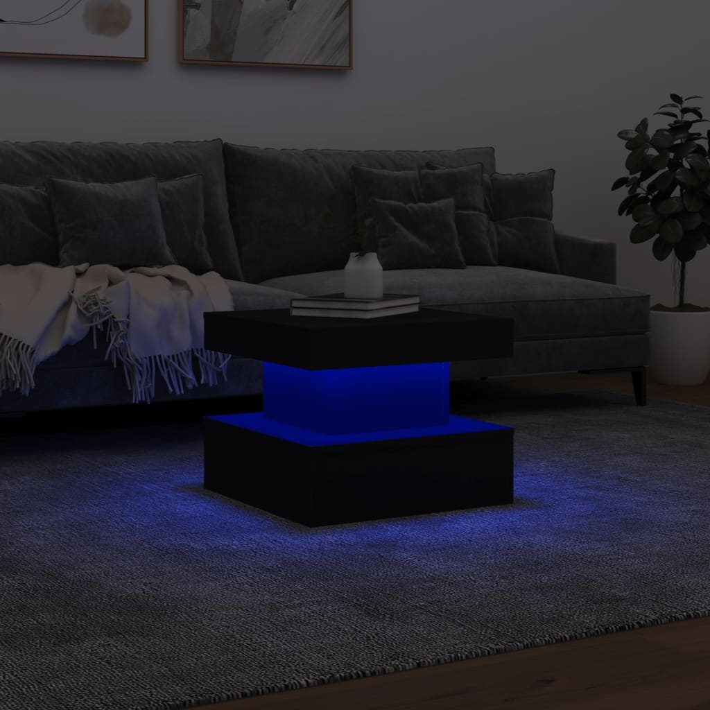 VidaXL Salontafel met LED-verlichting 50x50x40 cm zwart