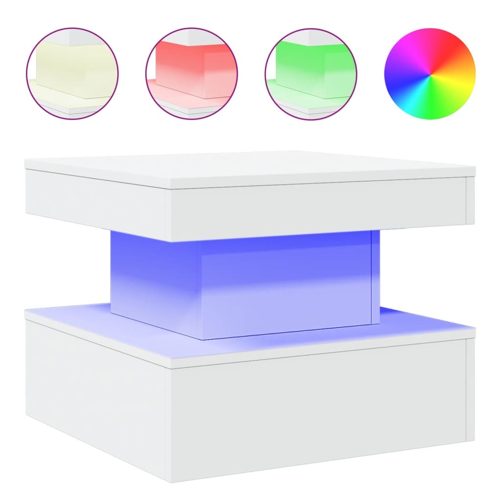 VidaXL Salontafel met LED-verlichting 50x50x40 cm wit