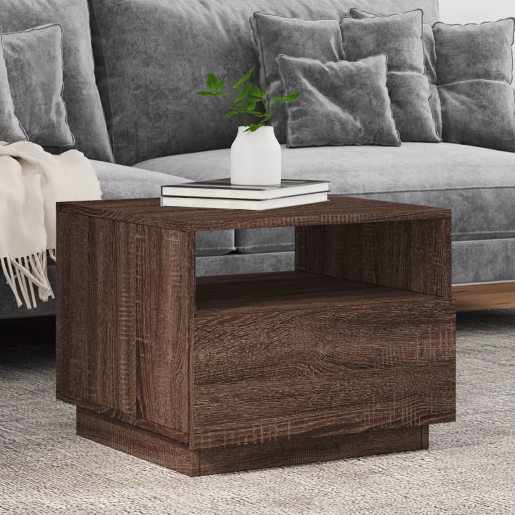 VidaXL Salontafel met LED-verlichting 50x49x40 cm bruineikenkleurig