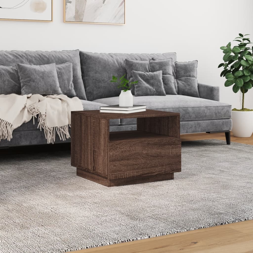 VidaXL Salontafel met LED-verlichting 50x49x40 cm bruineikenkleurig
