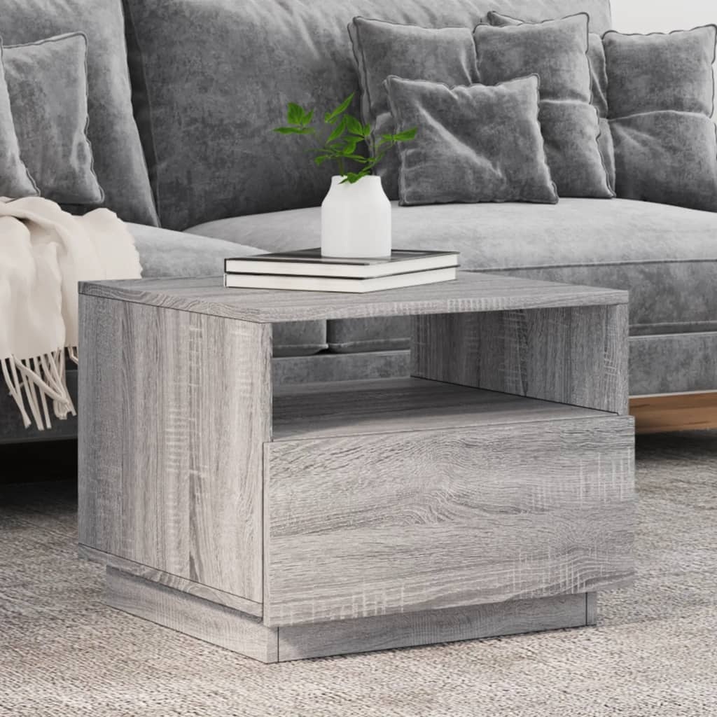 VidaXL Salontafel met LED-verlichting 50x49x40 cm grijs sonoma eiken