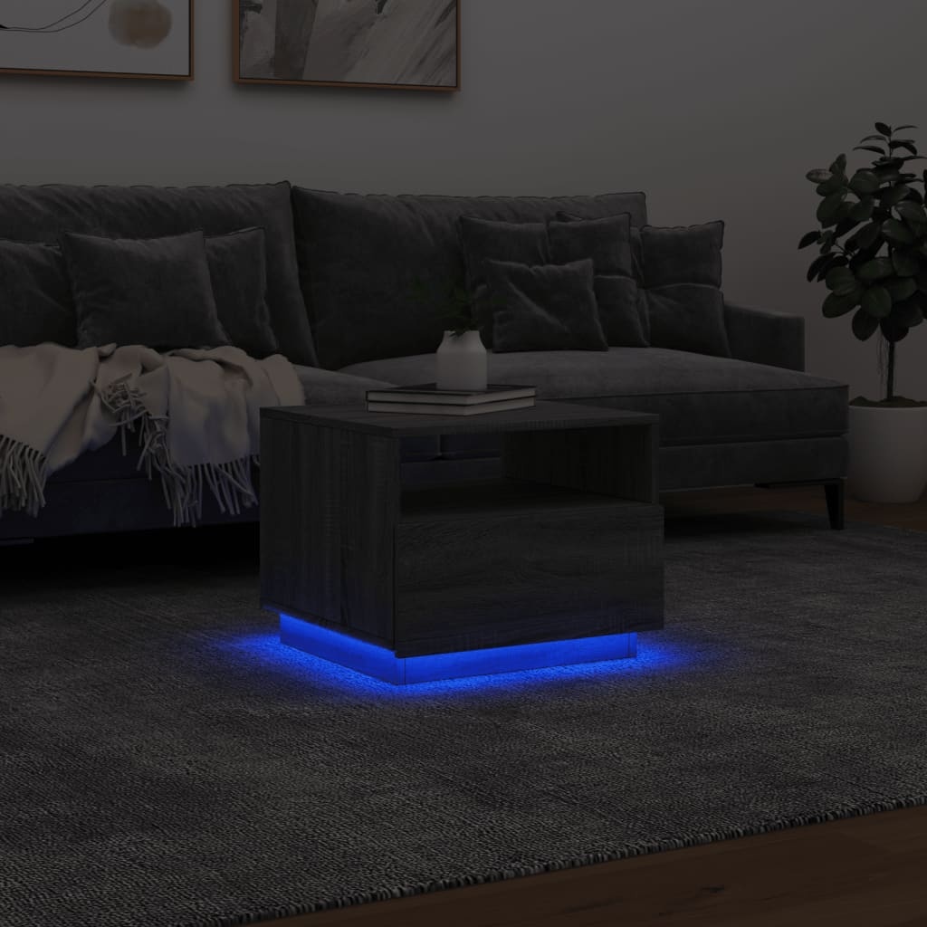 VidaXL Salontafel met LED-verlichting 50x49x40 cm grijs sonoma eiken