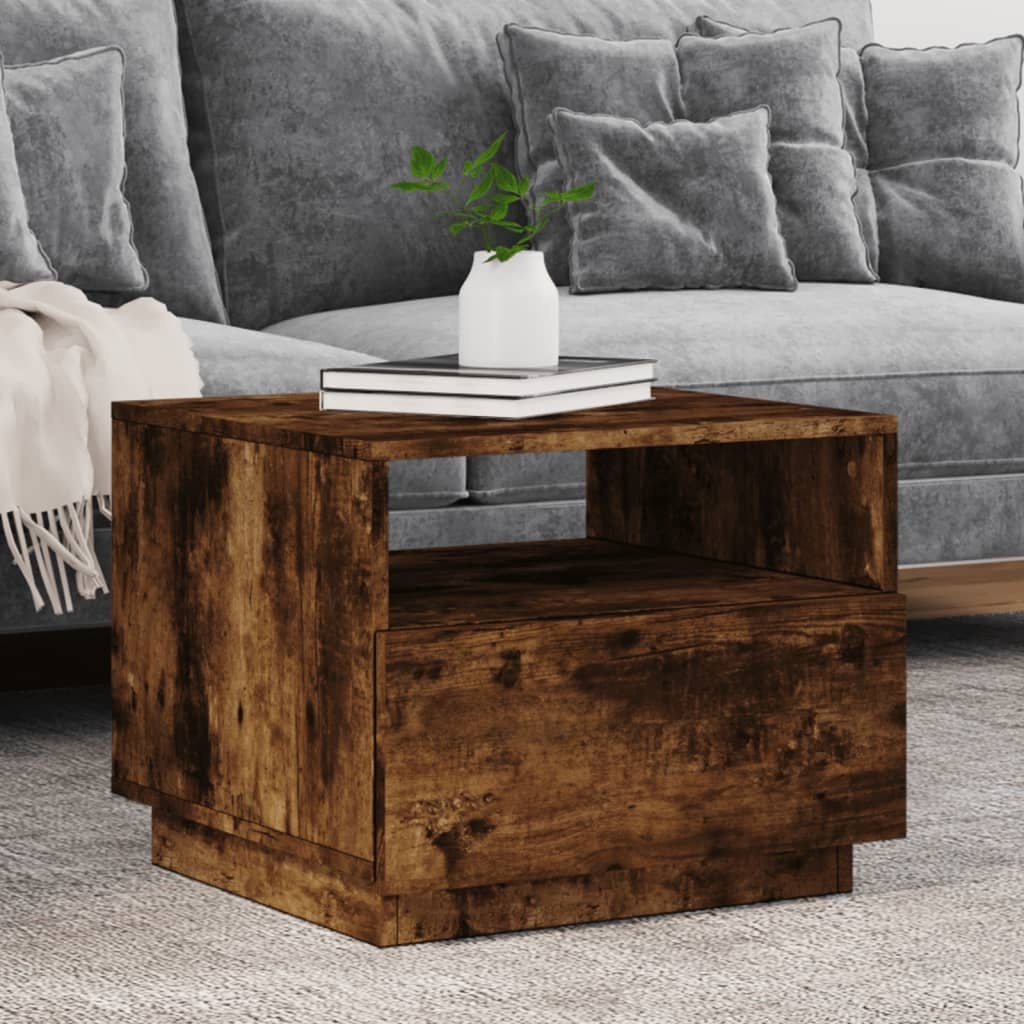 VidaXL Salontafel met LED-verlichting 50x49x40 cm gerookt eikenkleurig