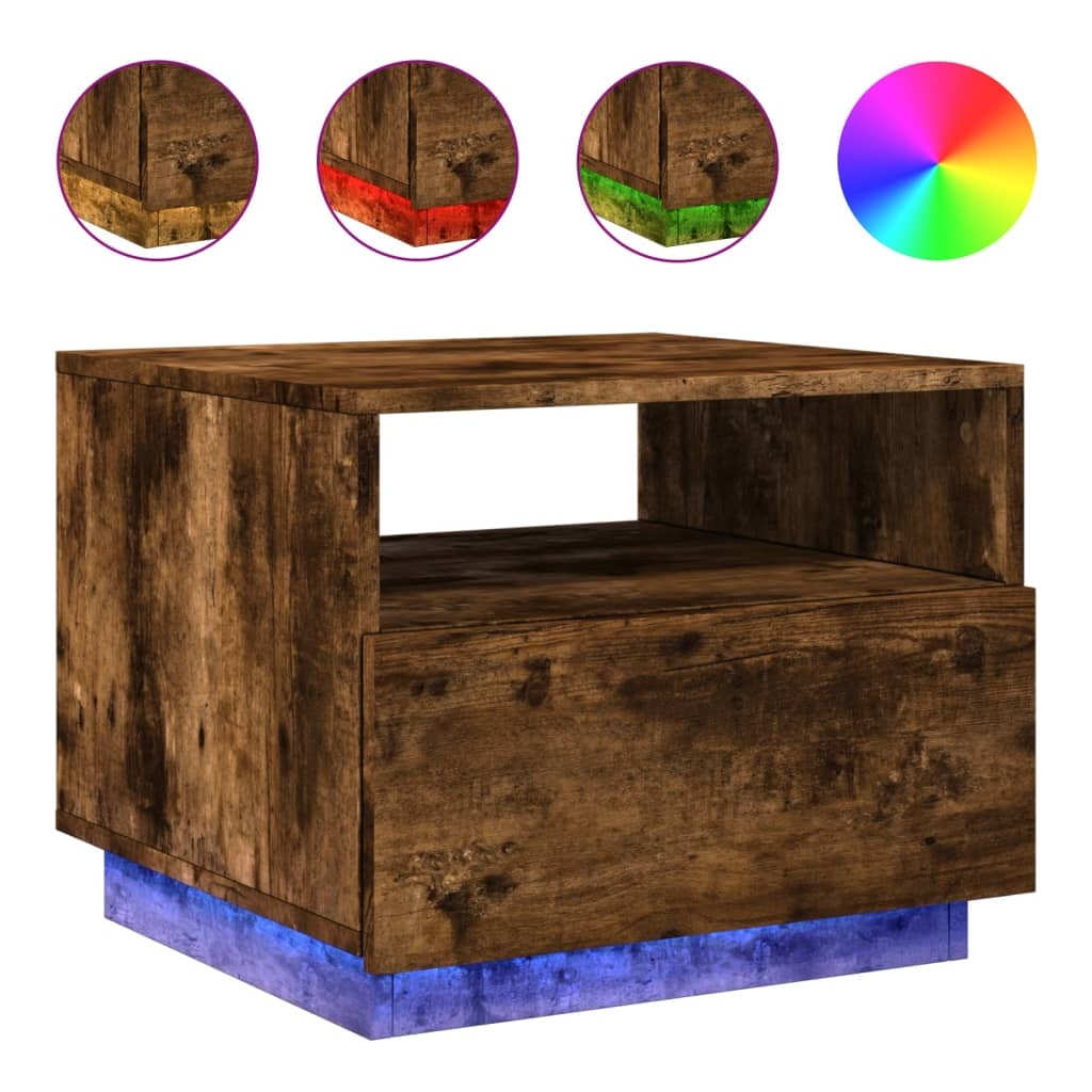 VidaXL Salontafel met LED-verlichting 50x49x40 cm gerookt eikenkleurig