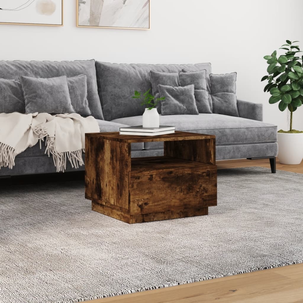 VidaXL Salontafel met LED-verlichting 50x49x40 cm gerookt eikenkleurig