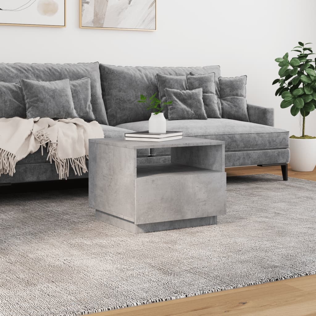VidaXL Salontafel met LED-verlichting 50x49x40 cm betongrijs