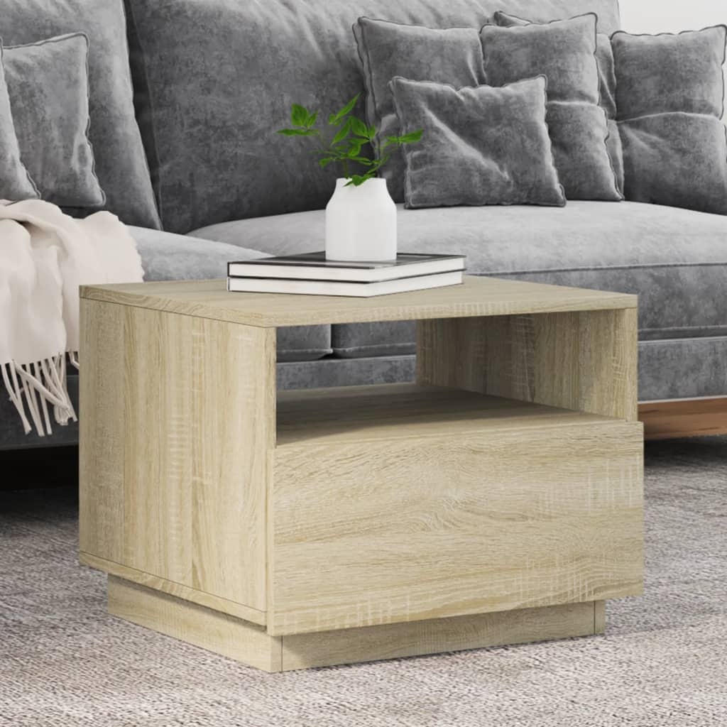 VidaXL Salontafel met LED-verlichting 50x49x40 cm sonoma eikenkleurig
