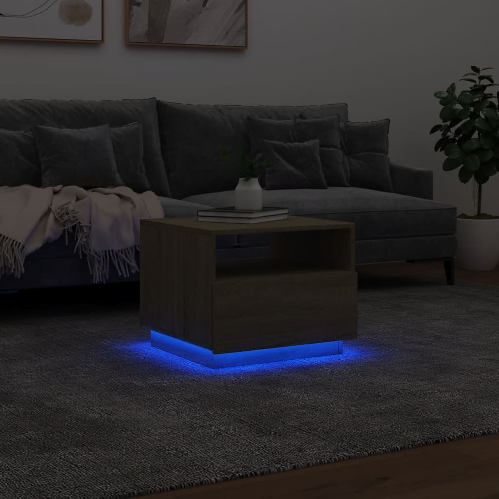 VidaXL Salontafel met LED-verlichting 50x49x40 cm sonoma eikenkleurig