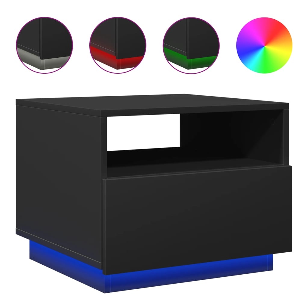 VidaXL Salontafel met LED-verlichting 50x49x40 cm zwart