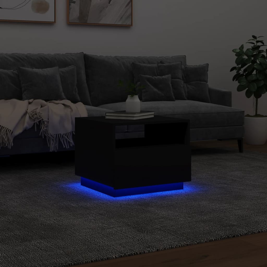 VidaXL Salontafel met LED-verlichting 50x49x40 cm zwart