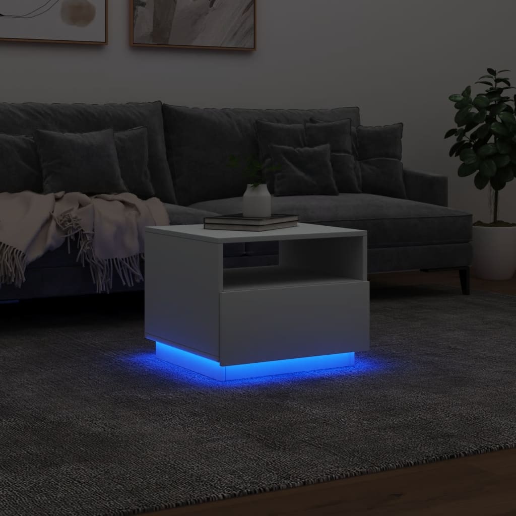VidaXL Salontafel met LED-verlichting 50x49x40 cm wit