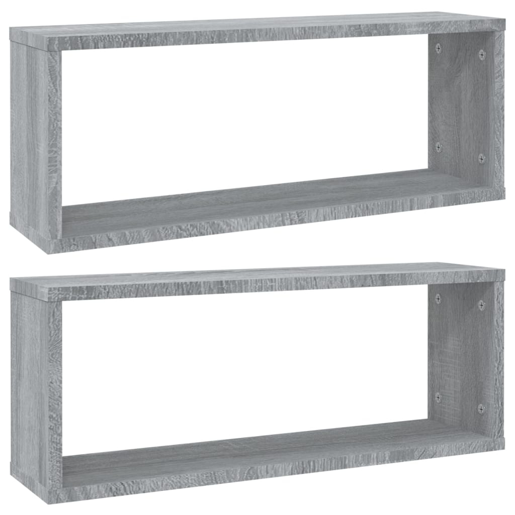 VidaXL Wandschappen kubus 2 st 60x15x23 cm bewerkt hout grijs sonoma