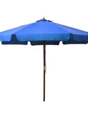 vidaXL Parasol met houten paal 330 cm azuurblauw