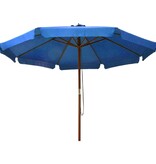 vidaXL Parasol met houten paal 330 cm azuurblauw