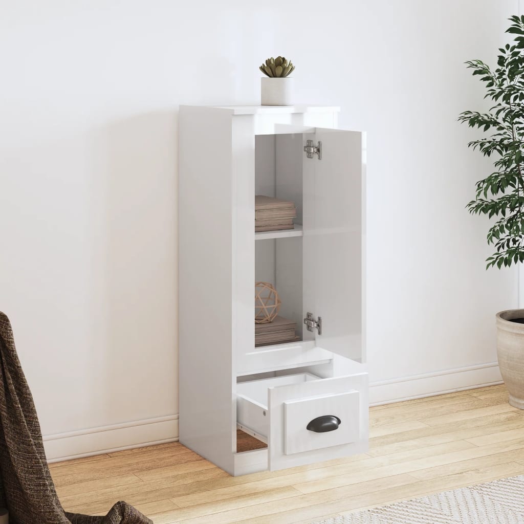 VidaXL Hoge kast 36x35,5x103,5 cm bewerkt hout hoogglans wit