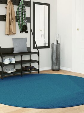 vidaXL Vloerkleed OVIEDO laagpolig Ø 200 cm turquoise