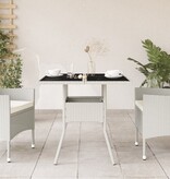 vidaXL Tuintafel met glazen blad 80x80x75 cm poly rattan wit