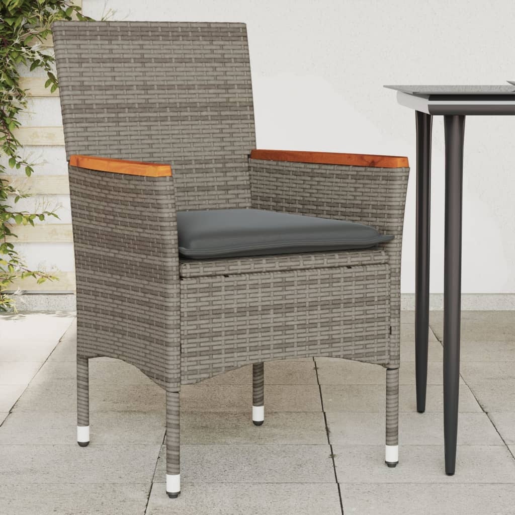 vidaXL Tuinstoelen 2 st met kussens poly rattan grijs