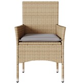 vidaXL Tuinstoelen 2 st met kussens poly rattan beige