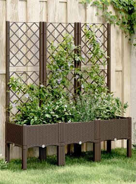 vidaXL Plantenbak met latwerk 120x40x142 cm polypropeen bruin