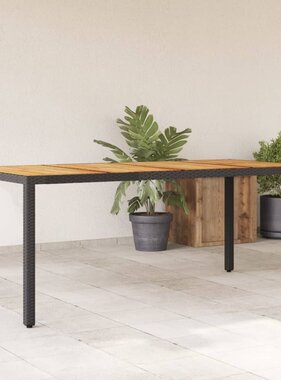 vidaXL Tuintafel met acaciahouten blad 190x90x75 cm poly rattan zwart